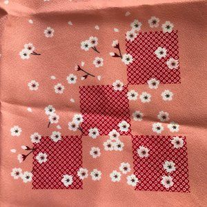 New Japanese Scarf - Coral with Cherry Blossoms